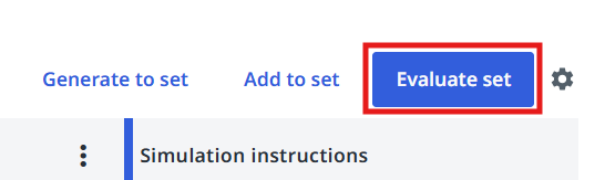 Evaluate set button highlighted