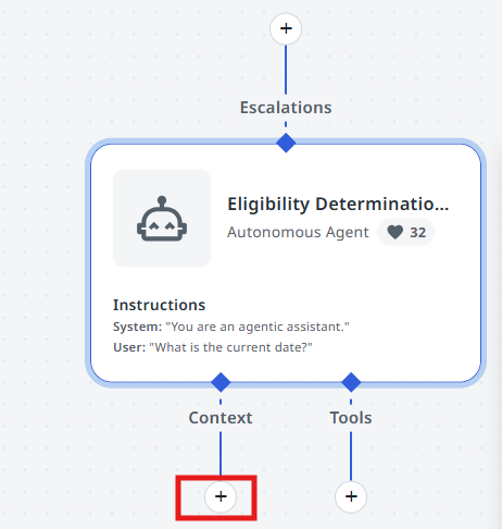 Context section with the plus button highlighted