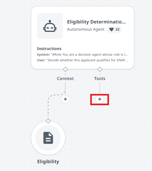 Tools section with the add button highlighted