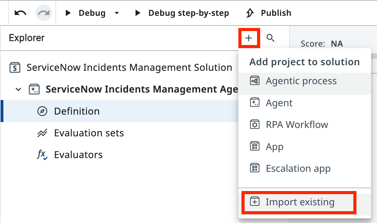 Importing existing project into solution