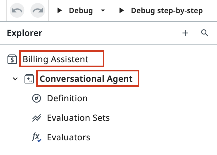 Conversational Agent component expanded in the solution Explorer