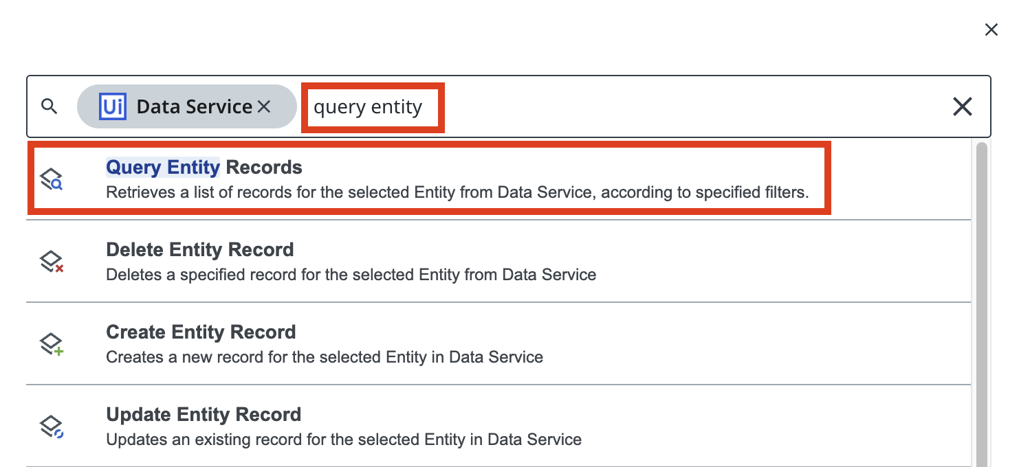 Query Entity Records activity with POID filter