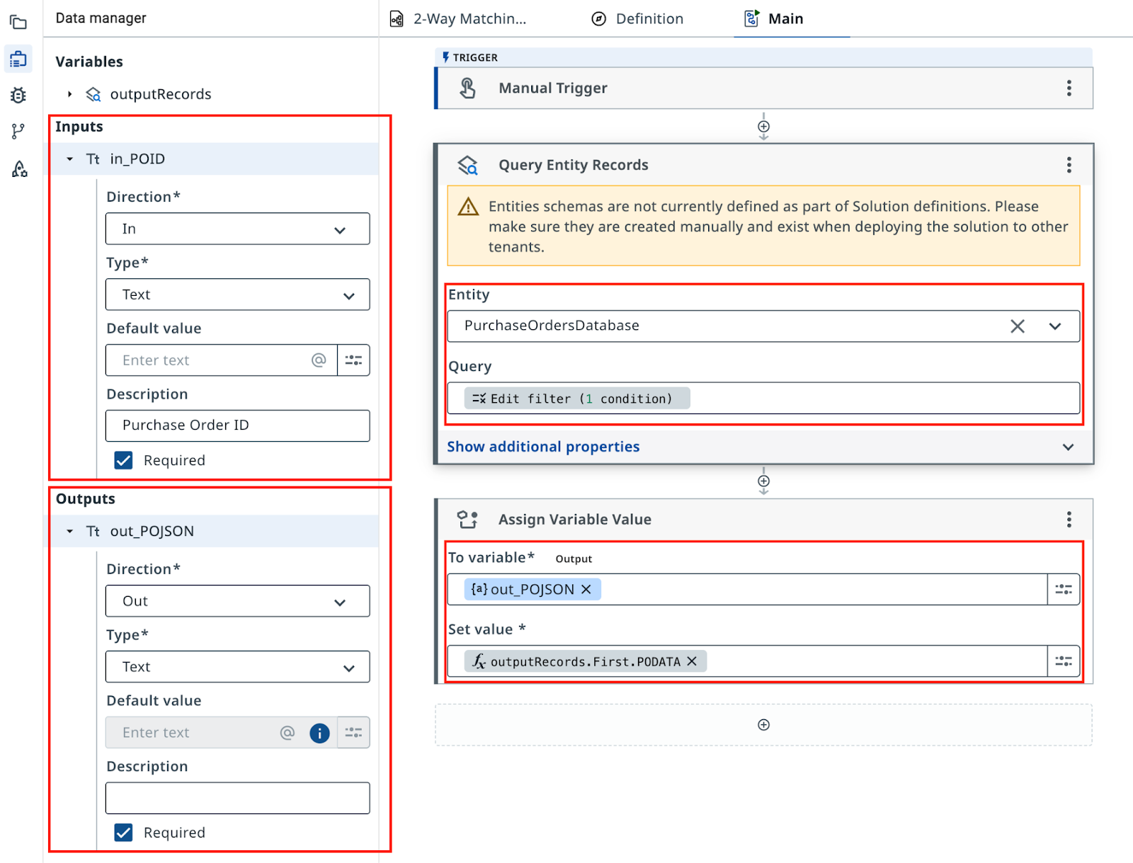 RPA workflow view