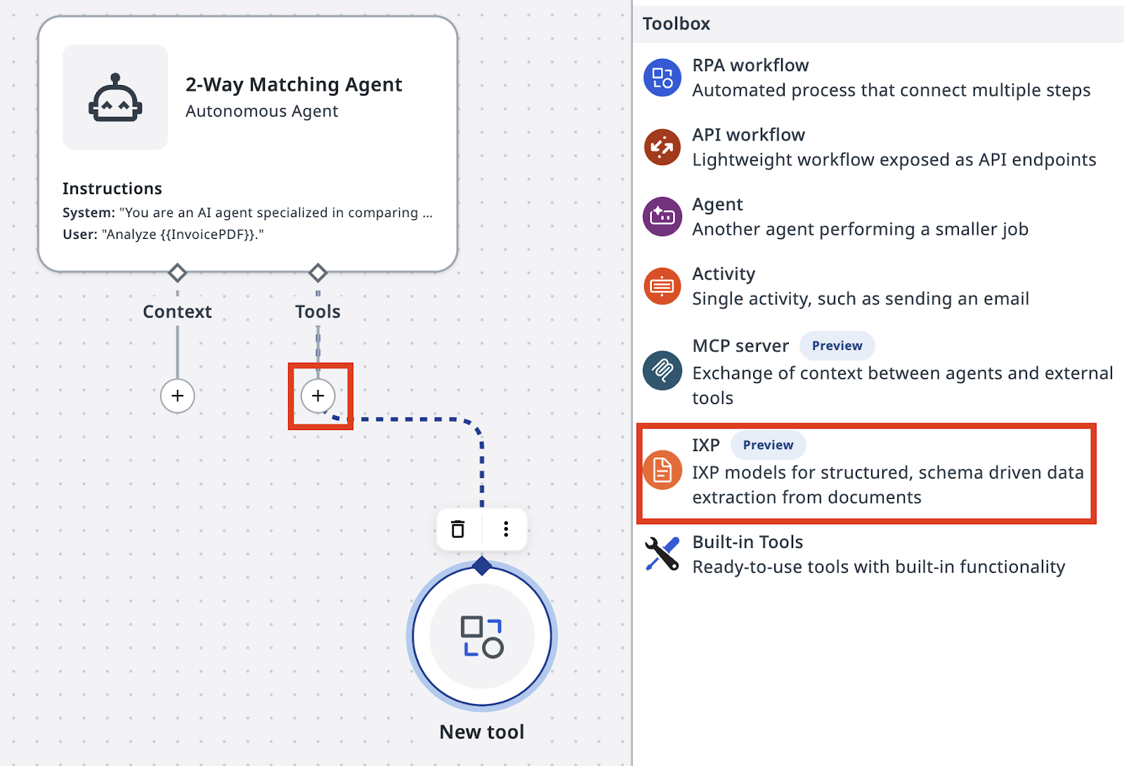 Tools section, adding a new tool