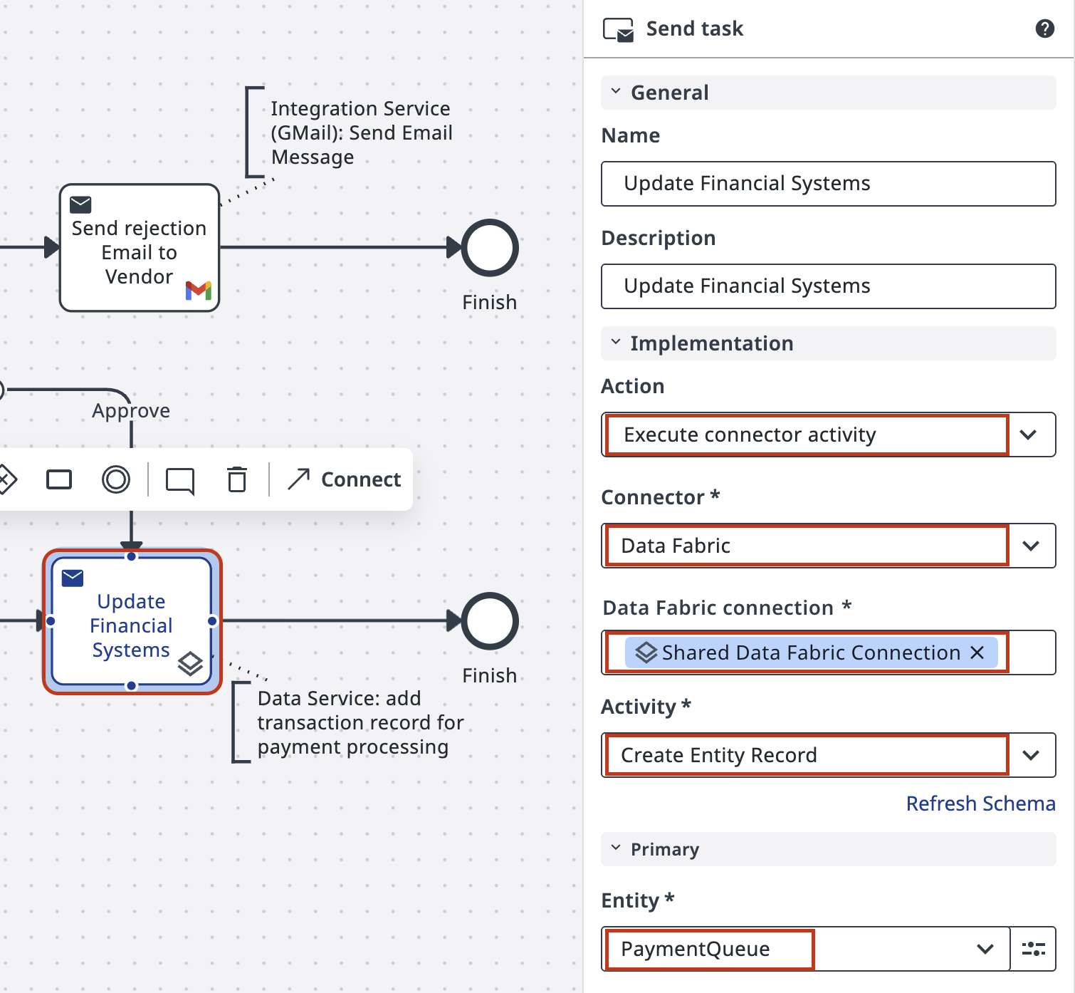Update Financial Systems task configuration