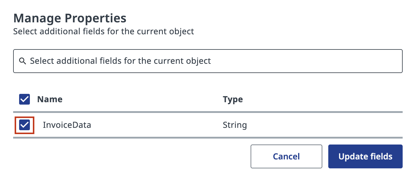 Select InvoiceData field