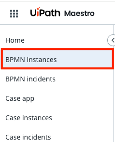 Maestro navigation with BPMN instances highlighted
