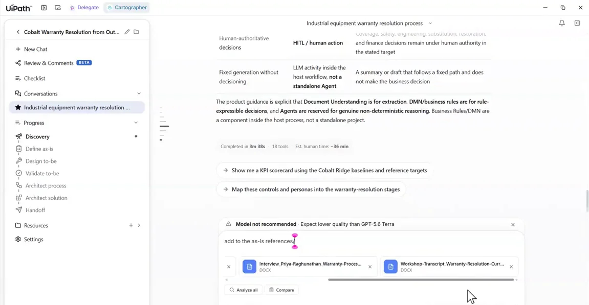 Evidence files attached in the composer with the Add to the AS-IS references prompt
