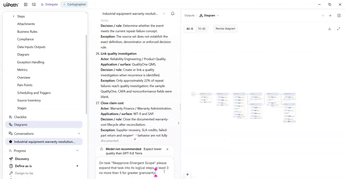 Prompt asking to expand the Reapprove Divergent Scope task