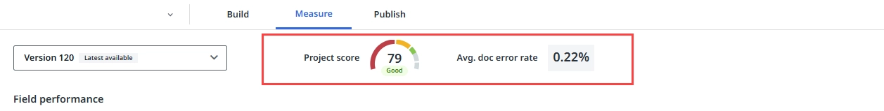 Project summary in Measure tab