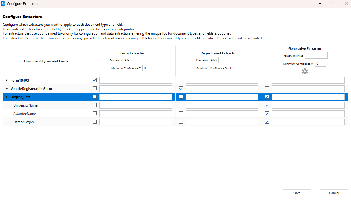 Configure Extractor settings